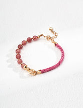 S925 Silver Braided Cord & Crystal Bead Bracelet